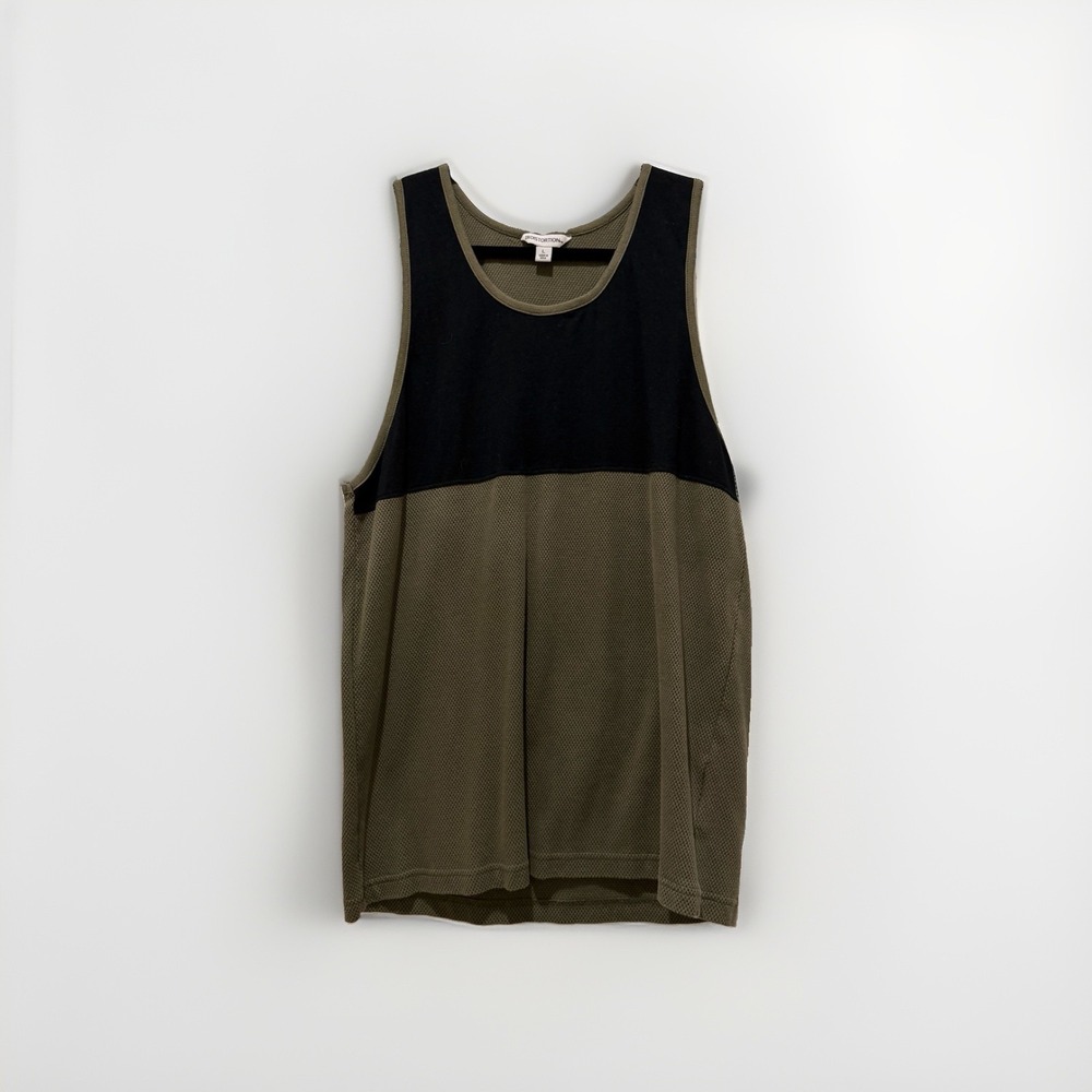 Men's Tank Top Striped Muscle Shirt Black And Olive Size L
